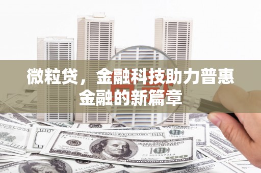 楠西微粒贷，金融科技助力普惠金融的新篇章